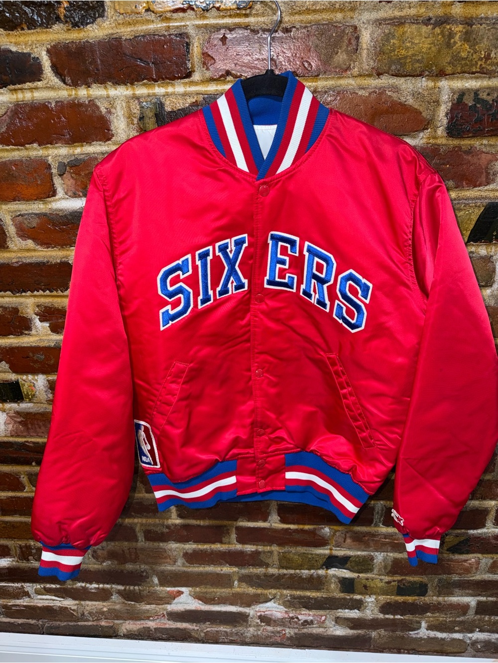 Vintage PHILADELPHIA SIXERS Satin Jacket, Size Medium